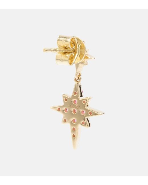 Roxanne First Pink Sunset Star 14kt Gold Single Earring With Sapphires