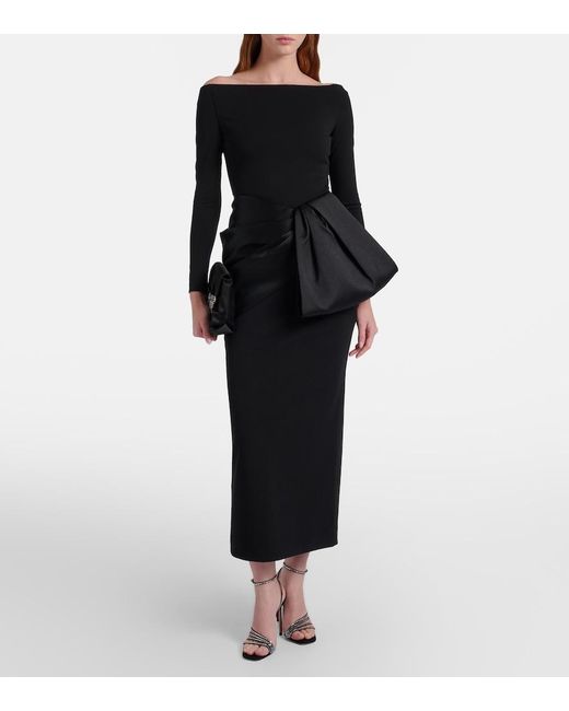 Solace London Black Rhianne Satin-Trimmed Cocktail Dress