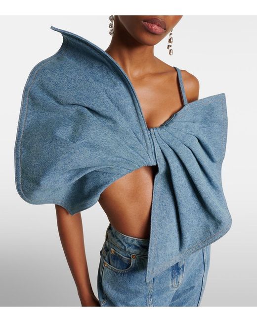 Nina Ricci Blue Bow-Detail Denim Top