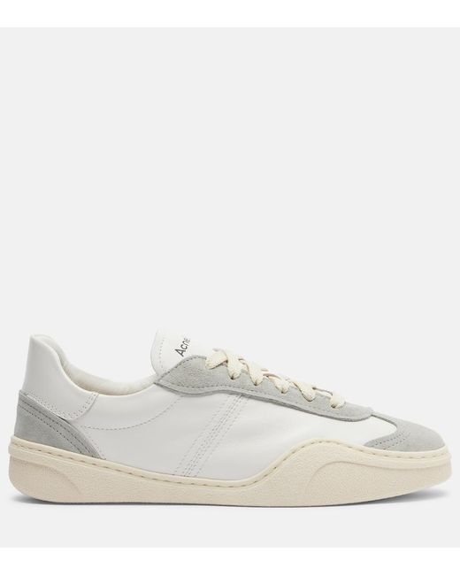 Acne White Suede-Trimmed Leather Sneakers