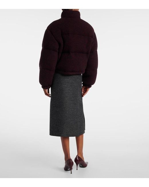 Prada Purple Cropped Wool And Cashmere Down Jacket
