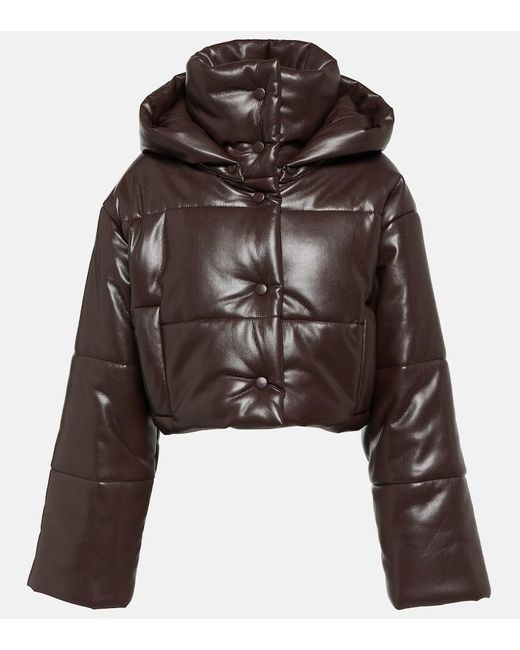 Nanushka Brown Aveline Faux Leather Puffer Jacket