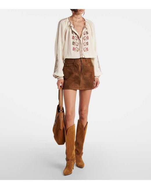 Isabel Marant Natural Bestickte Bluse Lynne Aus Baumwolle