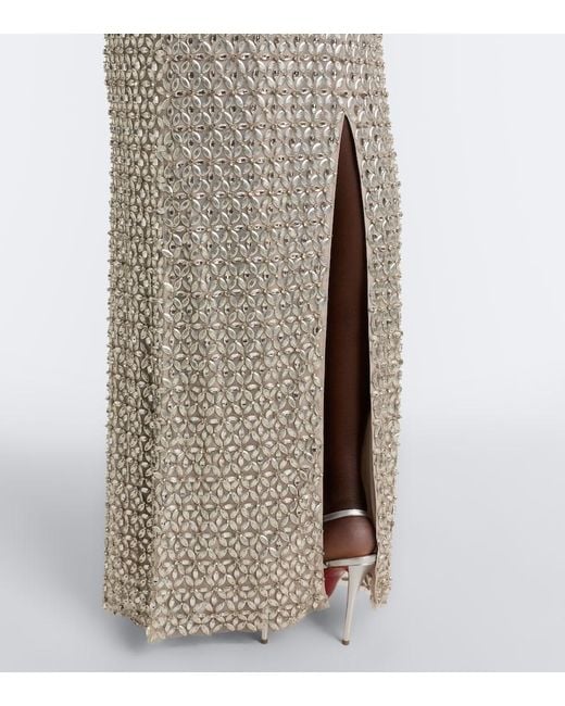 Jenny Packham White Sedona Embellished Mesh Gown