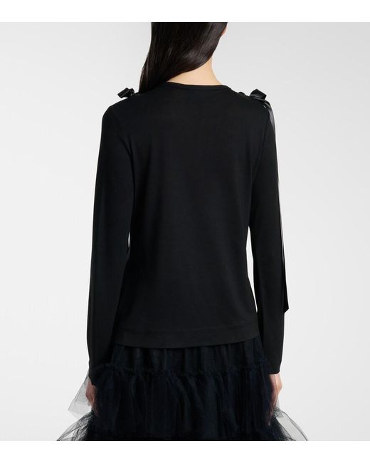 Simone Rocha Black Bow-Detail Jersey Top