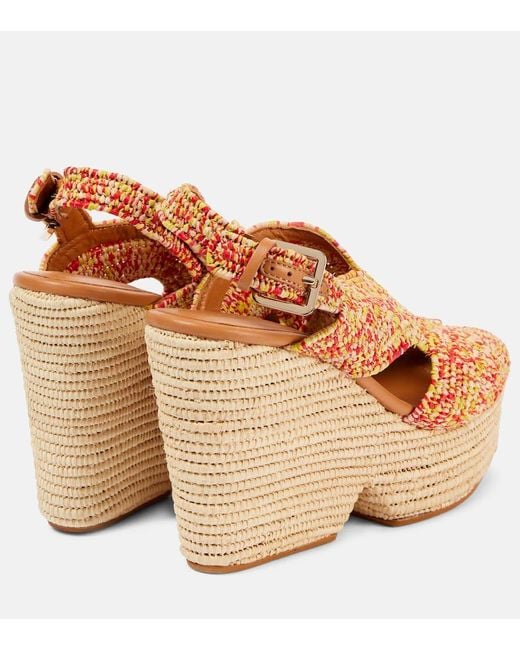 Robert Clergerie Brown Dolce Raffia Platform Sandals