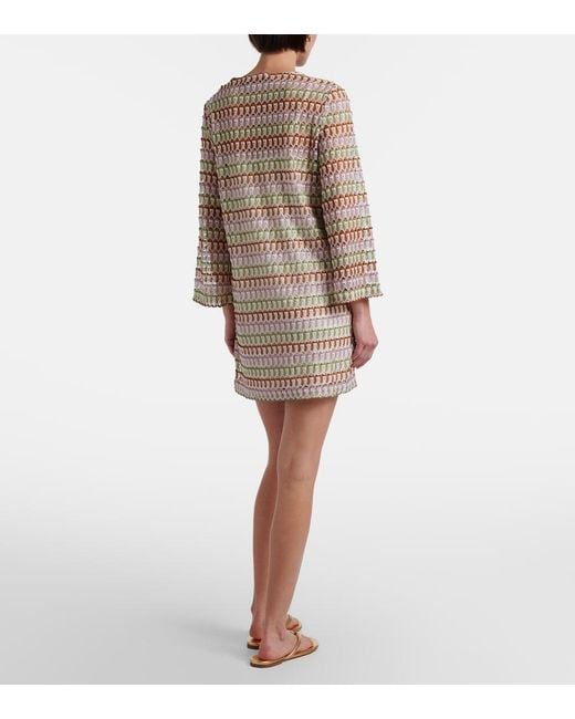 Veronica Beard Natural Novien Crochet Minidress