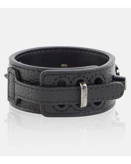 Christian Louboutin Black Paloma Embellished Leather Bracelet