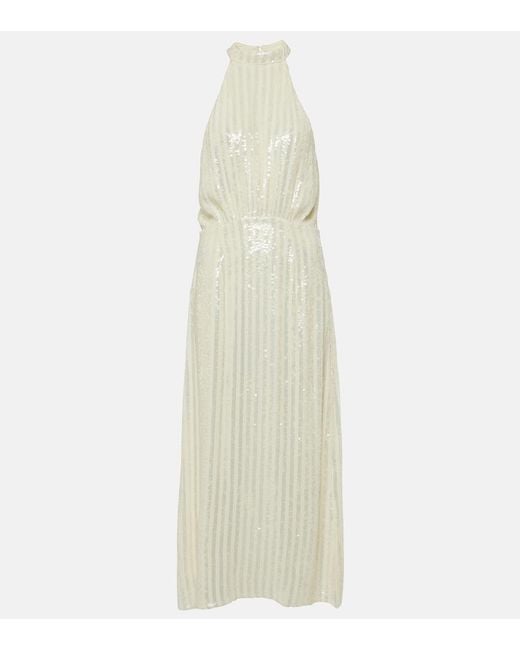 Rixo White Bridal Vivienne Sequined Midi Dress