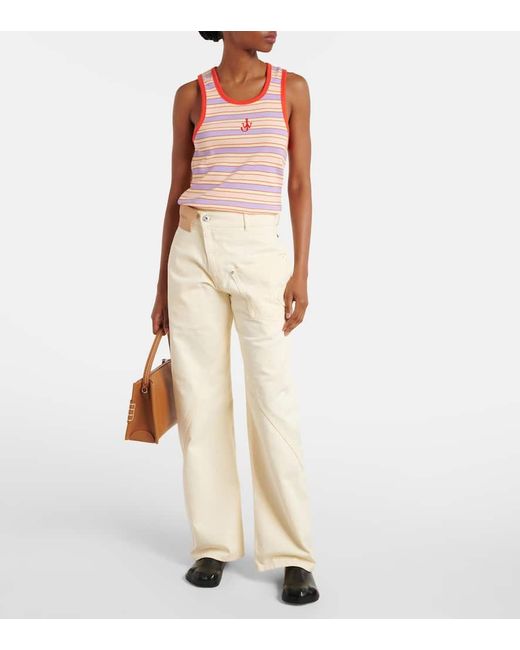 J.W. Anderson Natural Twisted Low-Rise Wide-Leg Jeans