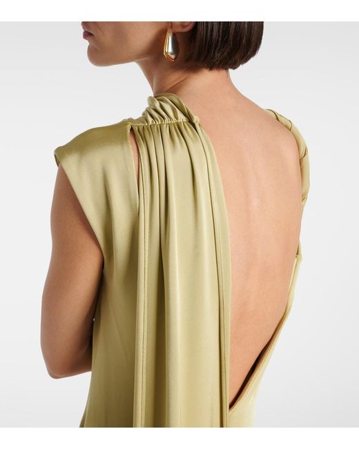 Victoria Beckham Green Embellished Satin Midi Dress