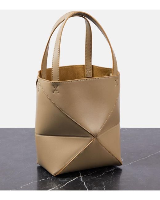 Loewe Natural Puzzle Fold Mini Leather Tote Bag