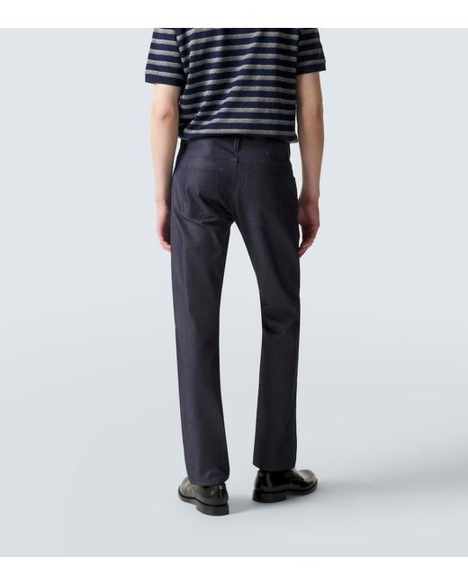 Giorgio Armani Blue Cotton And Silk-Blend Straight Jeans for men