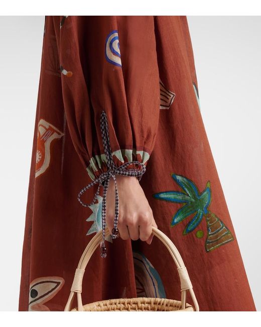 ALÉMAIS Red X Lrnce Laurence Ramie And Cotton Maxi Dress