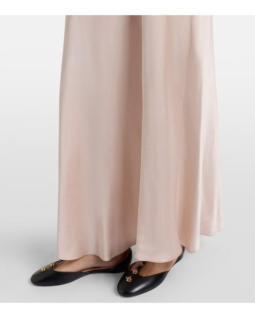 Chloé Pink Lace-Trimmed Silk Satin Maxi Dress