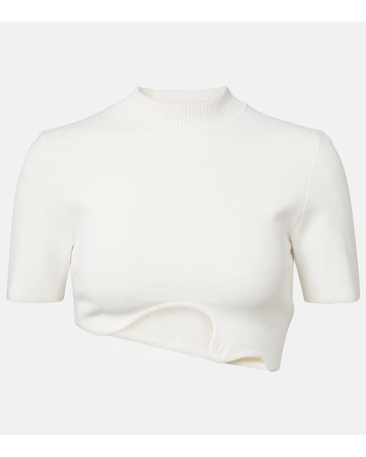 Christopher Esber White Maparadita Asymmetric Jersey Crop Top