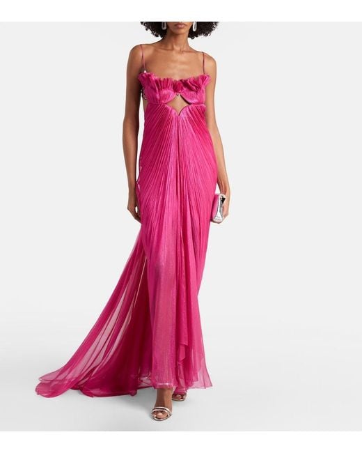 Maria Lucia Hohan Red Lupita Draped Silk Gown