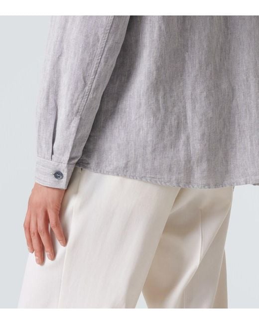 Frescobol Carioca Gray Nuno Cotton And Linen Overshirt for men