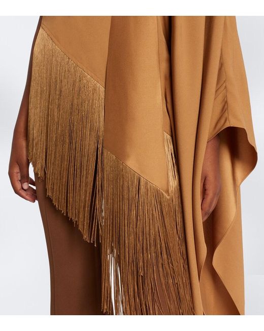 Taller Marmo Natural Atlas Fringed Scarf-Detail Crepe Cady Blouse