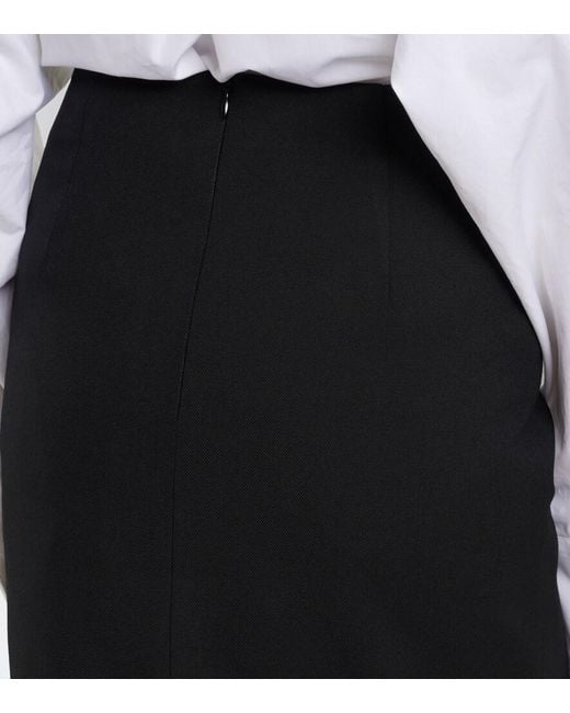 ShuShu/Tong Black Ruffled Wool And Silk Midi Skirt
