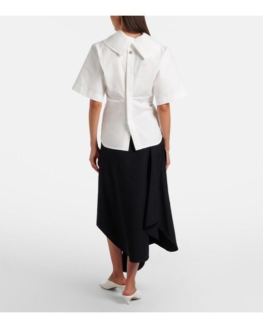 Bottega Veneta Black Asymmetric Cotton Midi Skirt