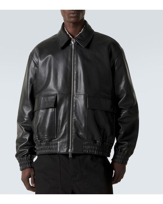 Studio Nicholson Black Piston Leather Blouson Jacket for men