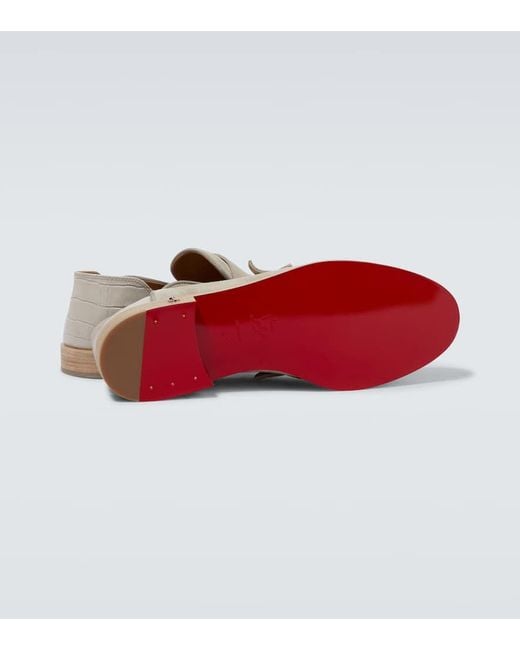 Mocasines Penny No Back de ante y piel Christian Louboutin de hombre de color Natural