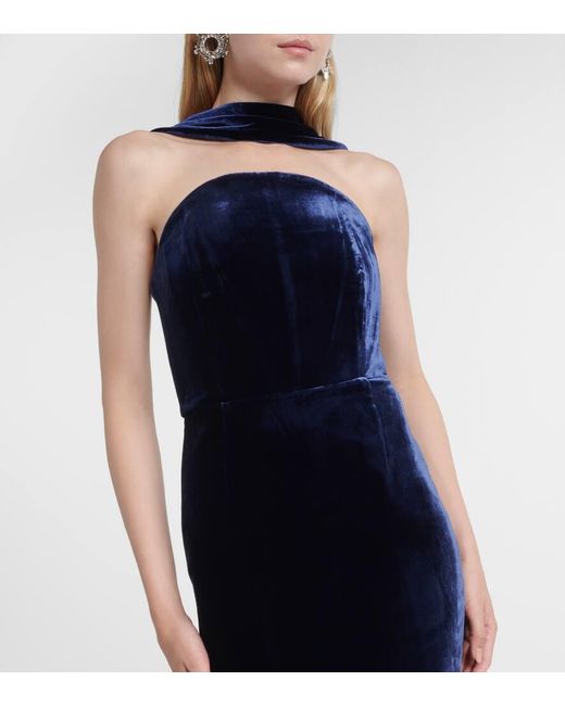 Roland Mouret Black Scarf-Detail Velvet Corset Gown