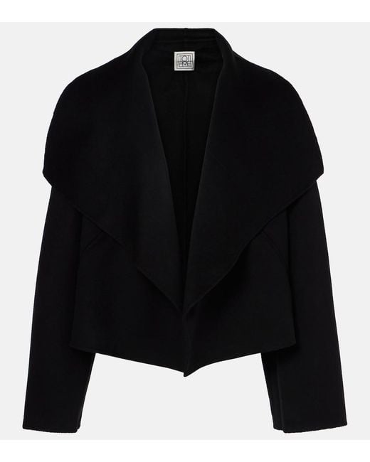 Totême Black Signature Cropped Wool Double Jacket