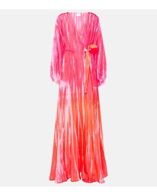 Anna Kosturova Pink Printed Silk Wrap Dress