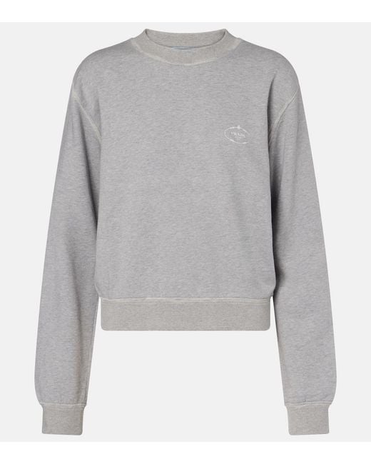 Sudadera De Jersey De Algodon Prada de color Gray