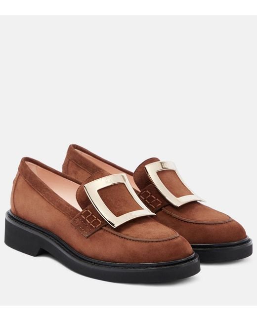 Roger Vivier Brown Viv' Rangers Suede Loafers