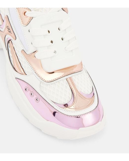 Roger Vivier Pink Viv' On The Run Leather Sneakers