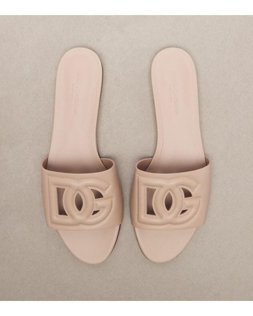 Dolce & Gabbana Pink Dg Leather Slides