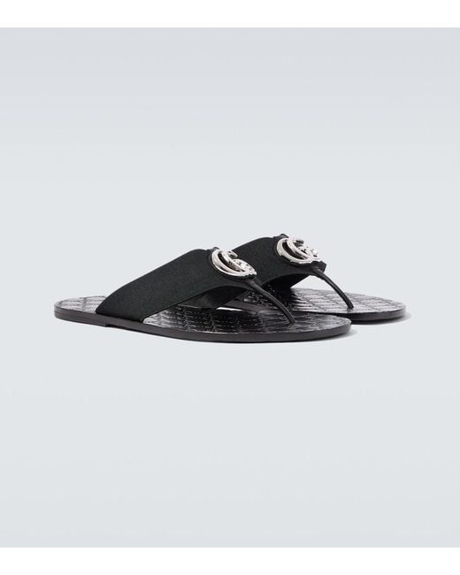 Gucci Brown Riviera Double G Thong Sandals for men