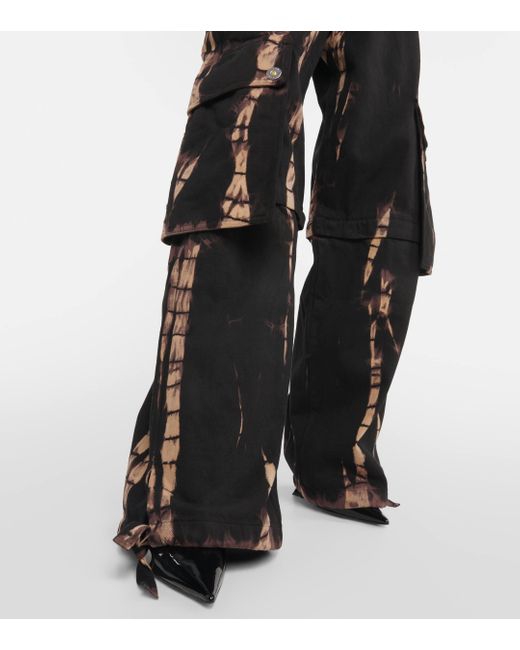 Dion Lee Black Convertible Tie-dye Denim Cargo Pants