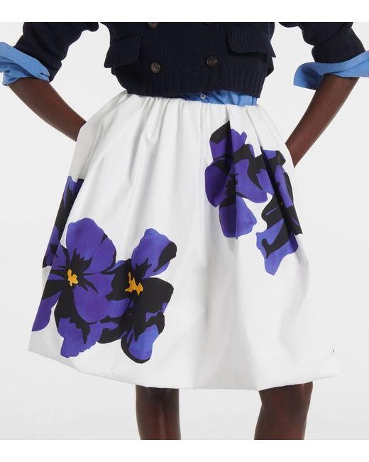 Miu Miu Blue Floral Midi Skirt For