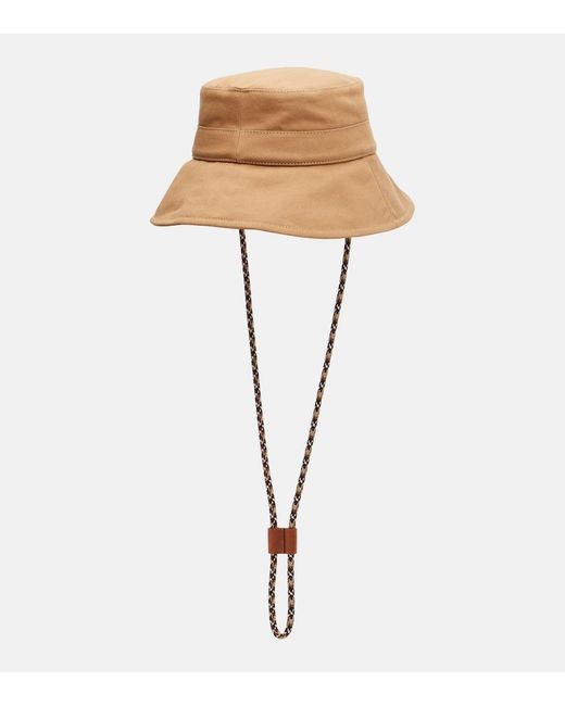 Moncler Natural Logo Cotton Canvas Bucket Hat