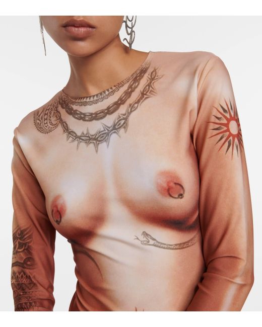 Jean Paul Gaultier Red Tattoo Collection Bodysuit