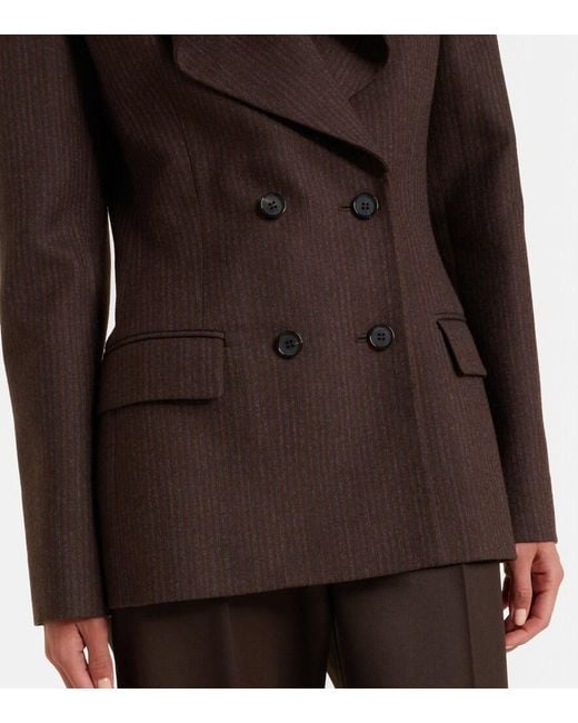 McQueen Brown Draped Striped Wool Blazer