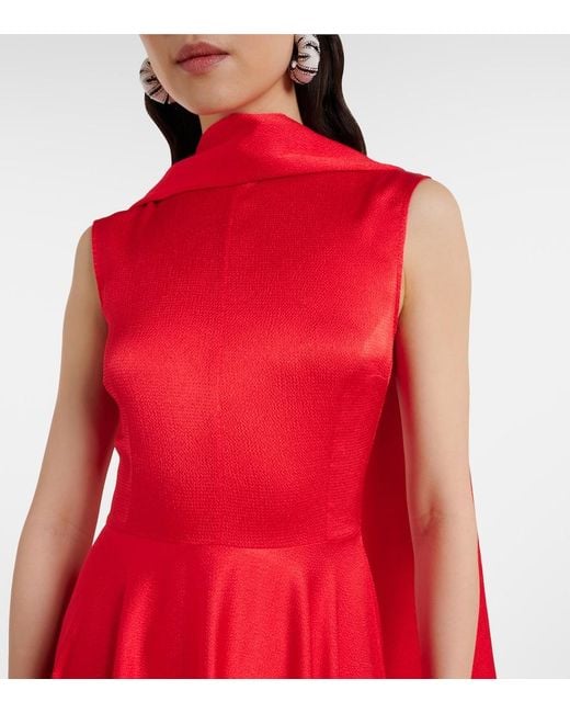 Solace London Red Emelia Scarf-Detail Satin Gown