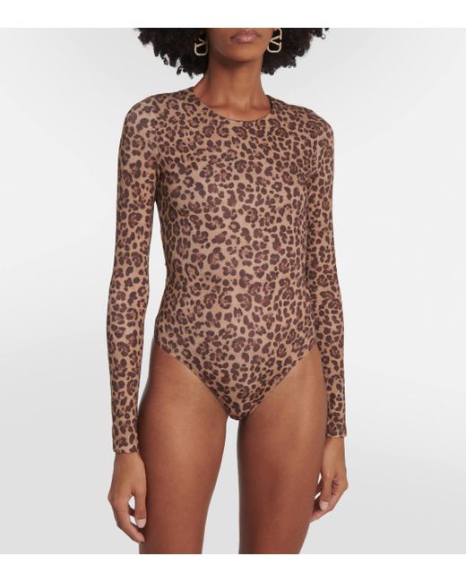 Valentino Brown Leopard-print Jersey Bodysuit