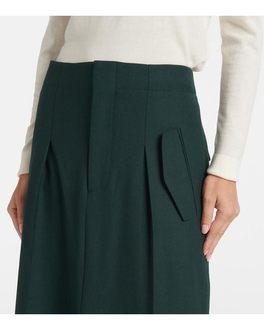 Victoria Beckham Green Asymmetric Maxi Skirt