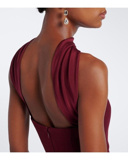 Roland Mouret Purple Scarf-Detail Bustier Gown