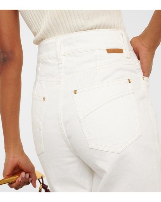Zimmermann White Palazzo Brand-patch Wide-leg High-rise Denim Jeans