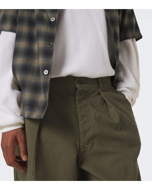 A.PRESSE Green Cotton Wide-Leg Pants for men