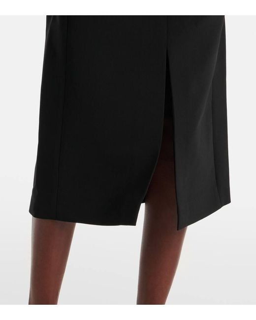 Carolina Herrera Black Embroidered Off-Shoulder Midi Dress