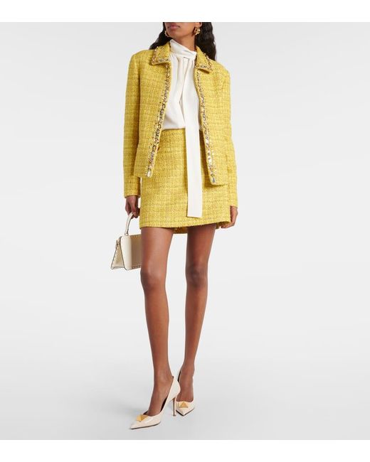Valentino Yellow Vgold Tweed Miniskirt