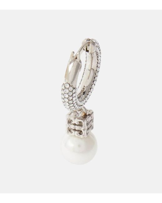 Pendientes de aro con cristales Swarovski® y perlas sinteticas Givenchy de color White
