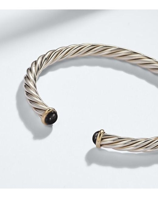 David Yurman Metallic Cable 14Kt And Sterling Cuff Bracelet With Onyx for men